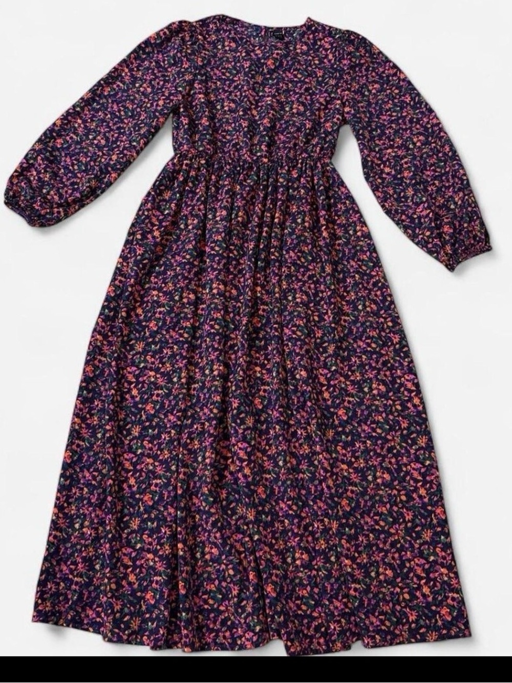 SHEIN Navy Purple Floral Long Sleeve Maxi Dress for Women